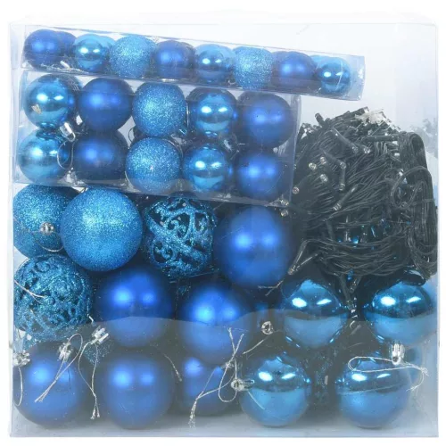  Karácsonyi Díszgömb Készlet 300 LED-del 120 pcs Kék Műanyag