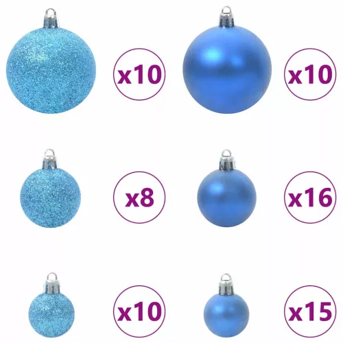  Karácsonyi Díszgömb Készlet 300 LED-del 120 pcs Kék Műanyag