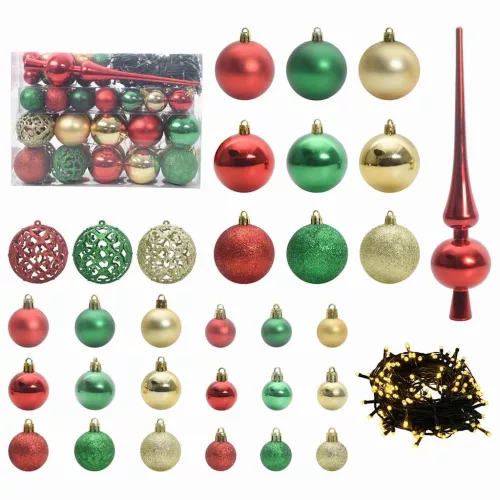  Karácsonyi Díszgömb Készlet 150 LED-del 61 pcs Sokszínű Műanyag