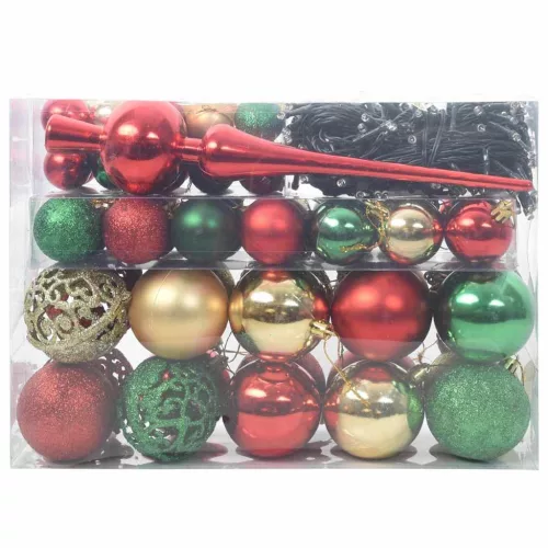  Karácsonyi Díszgömb Készlet 150 LED-del 61 pcs Sokszínű Műanyag
