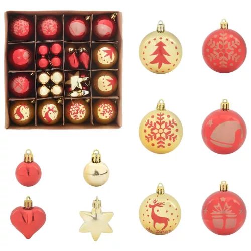  Karácsonyi Díszgömb Készlet 40 pcs Arany és piros