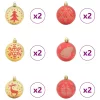  Karácsonyi Díszgömb Készlet 40 pcs Arany és piros