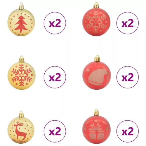  Karácsonyi Díszgömb Készlet 40 pcs Arany és piros