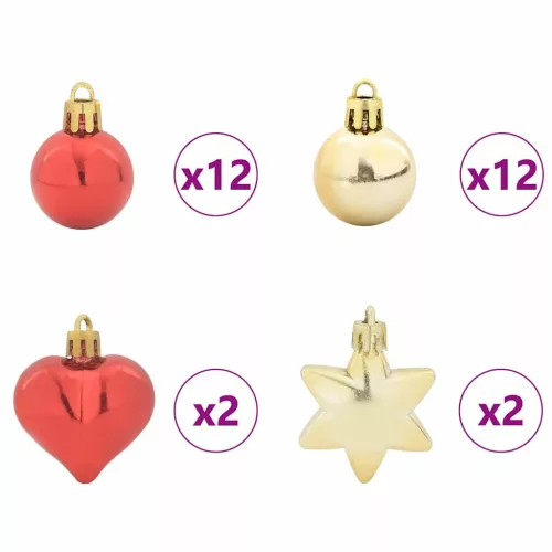  Karácsonyi Díszgömb Készlet 40 pcs Arany és piros