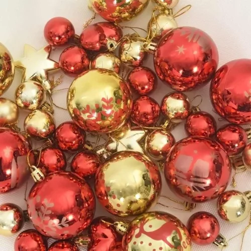  Karácsonyi Díszgömb Készlet 40 pcs Arany és piros