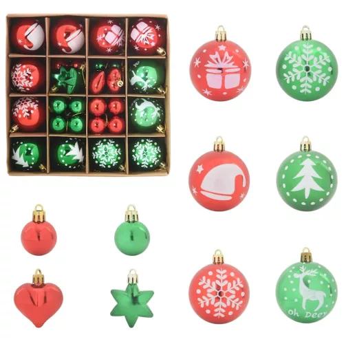  Karácsonyi Díszgömb Készlet 40 pcs Piros és zöld