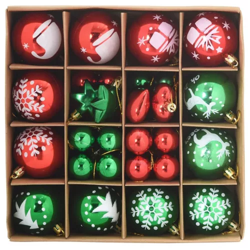  Karácsonyi Díszgömb Készlet 40 pcs Piros és zöld