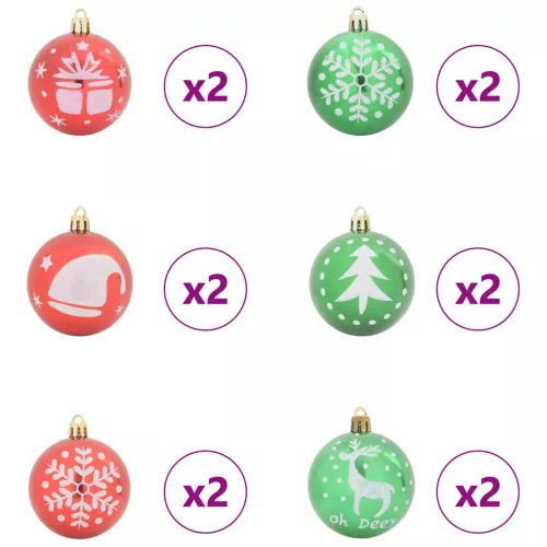  Karácsonyi Díszgömb Készlet 40 pcs Piros és zöld