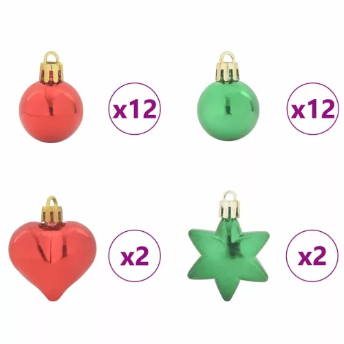  Karácsonyi Díszgömb Készlet 40 pcs Piros és zöld