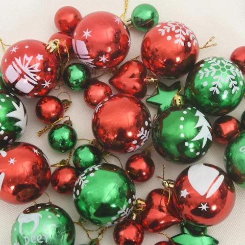  Karácsonyi Díszgömb Készlet 40 pcs Piros és zöld