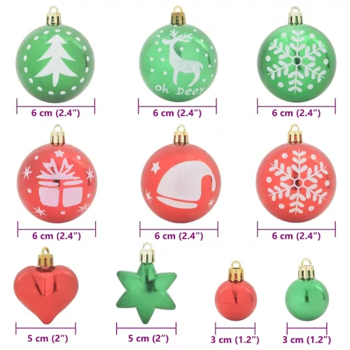  Karácsonyi Díszgömb Készlet 40 pcs Piros és zöld