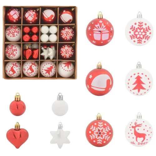  Karácsonyi Díszgömb Készlet 40 pcs Piros és Fehér