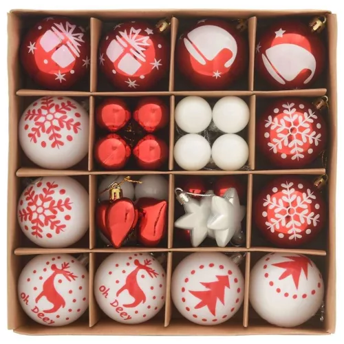  Karácsonyi Díszgömb Készlet 40 pcs Piros és Fehér