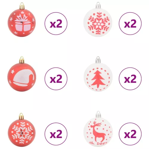  Karácsonyi Díszgömb Készlet 40 pcs Piros és Fehér