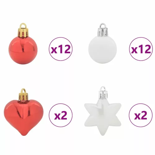  Karácsonyi Díszgömb Készlet 40 pcs Piros és Fehér