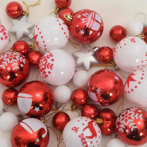  Karácsonyi Díszgömb Készlet 40 pcs Piros és Fehér
