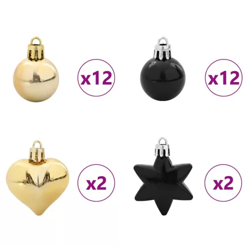  Karácsonyi Díszgömb Készlet 40 pcs Fekete és Arany