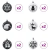  Karácsonyi Díszgömb Készlet 40 pcs Fekete és Fehér