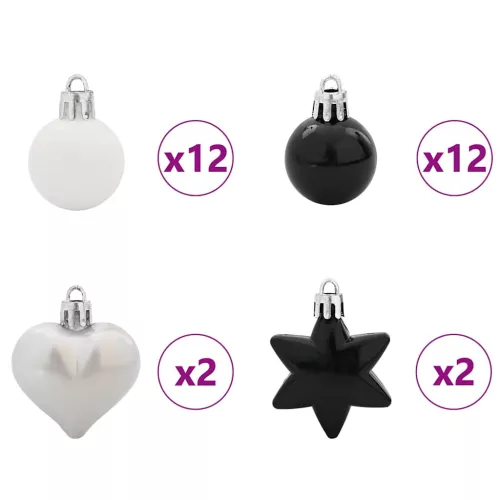  Karácsonyi Díszgömb Készlet 40 pcs Fekete és Fehér