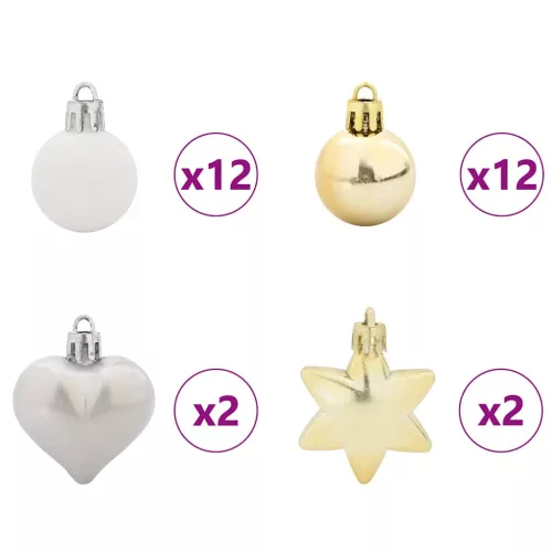  Karácsonyi Díszgömb Készlet 40 pcs Fehér és Arany