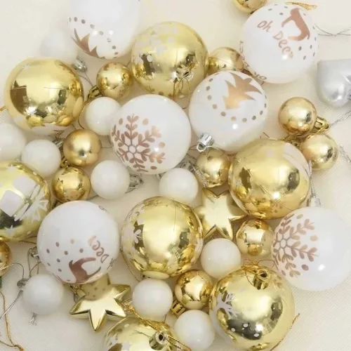  Karácsonyi Díszgömb Készlet 40 pcs Fehér és Arany