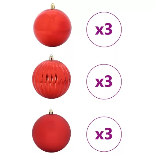  Karácsonyi Díszgömb Készlet 9 pcs Piros