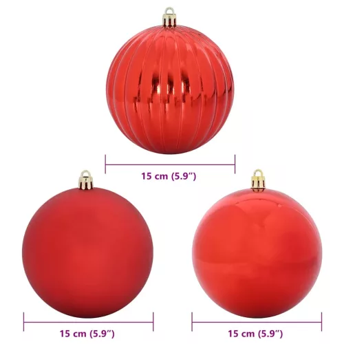  Karácsonyi Díszgömb Készlet 9 pcs Piros