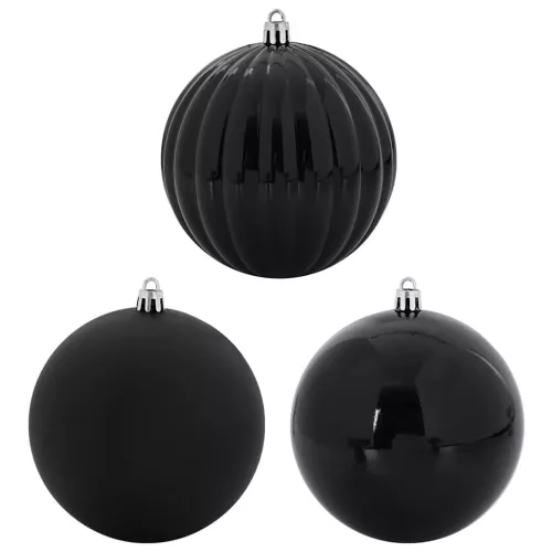  Karácsonyi Díszgömb Készlet 9 pcs Fekete