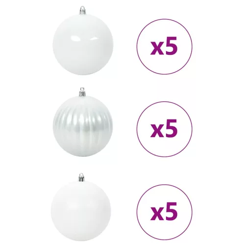  Karácsonyi Díszgömb Készlet 15 pcs Fehér