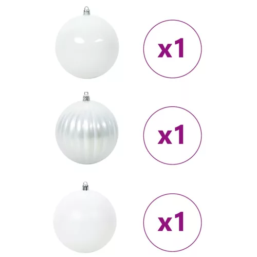  Karácsonyi Díszgömb Készlet 3 pcs Fehér