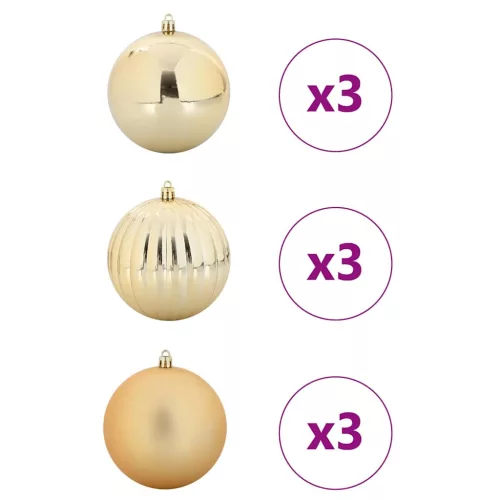  Karácsonyi Díszgömb Készlet 9 pcs Arany