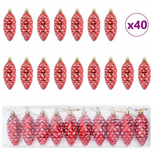  Karácsonyfa díszítés 40 pcs Piros