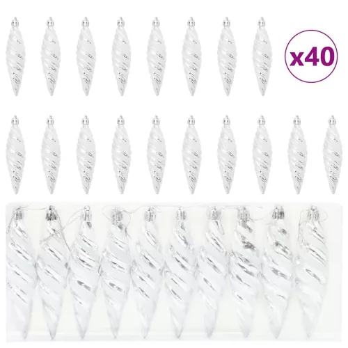  Karácsonyfa díszítés 40 pcs Ezüst