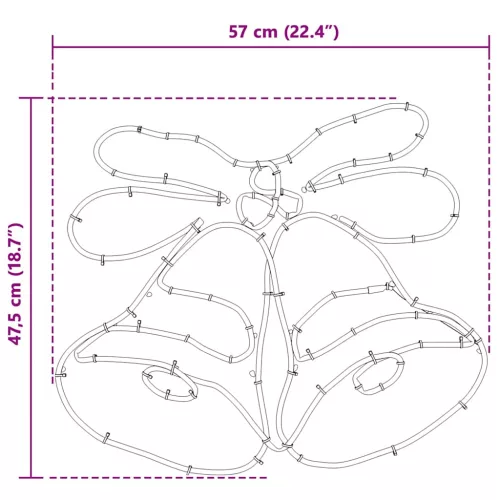  Karácsonyi Harang 144 LED-del Sokszínű 56 x 46 cm PVC