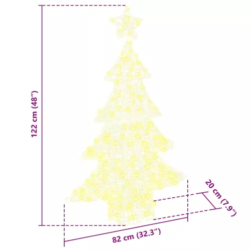  Karácsonyfa 100 LED-del Meleg fehér 120 cm Akril