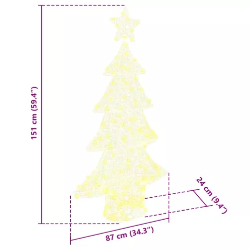  Karácsonyfa 160 LED-del Meleg fehér 150 cm Akril