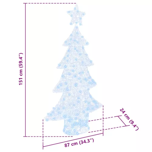  Karácsonyfa 160 LED-del Hideg feher 150 cm Akril