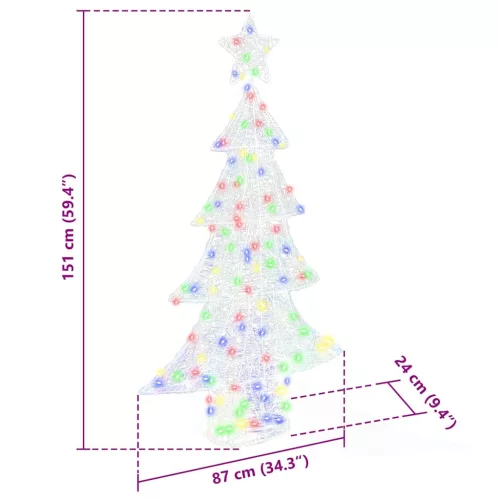  Karácsonyfa 160 LED-del Sokszínű 150 cm Akril