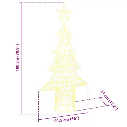  Karácsonyfa 240 LED-del Meleg fehér 180 cm Akril