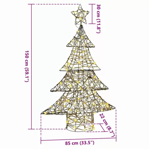  Karácsonyfa 120 LED-del Meleg fehér 120 cm Rattan
