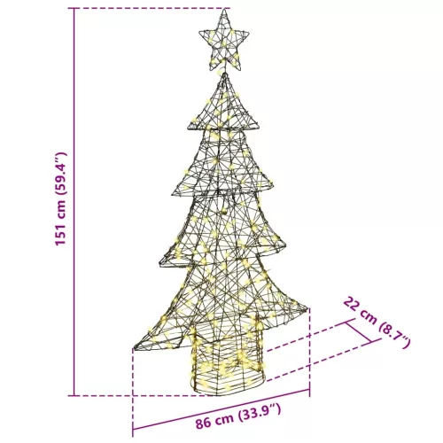  Karácsonyfa 160 LED-del Meleg fehér 150 cm Rattan