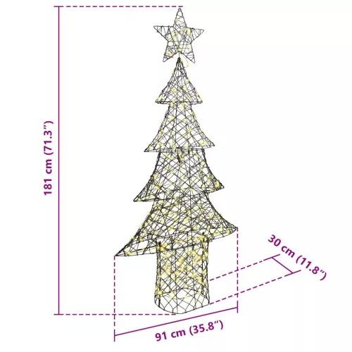  Karácsonyfa 240 LED-del Meleg fehér 180 cm Rattan