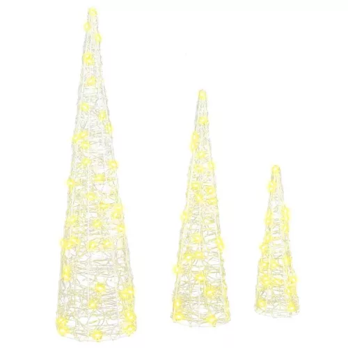  Karácsonyfa 3 pcs Meleg fehér 40 cm 60 cm 80 cm Akril
