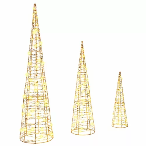  Karácsonyfa 90 LED-del 3 pcs Meleg fehér 40 cm 60 cm 80 cm PET