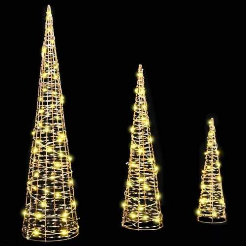  Karácsonyfa 90 LED-del 3 pcs Meleg fehér 40 cm 60 cm 80 cm PET