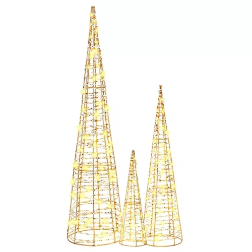  Karácsonyfa 90 LED-del 3 pcs Meleg fehér 40 cm 60 cm 80 cm PET