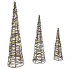  Karácsonyfa 3 pcs Meleg fehér 40 cm 60 cm 80 cm Rattan