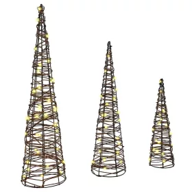  Karácsonyfa 3 pcs Meleg fehér 40 cm 60 cm 80 cm Rattan