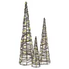  Karácsonyfa 3 pcs Meleg fehér 40 cm 60 cm 80 cm Rattan