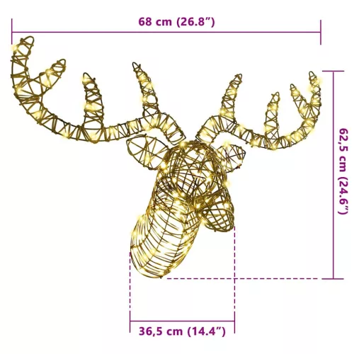  Rénszarvas húzta szán Meleg fehér 60 cm Rattan